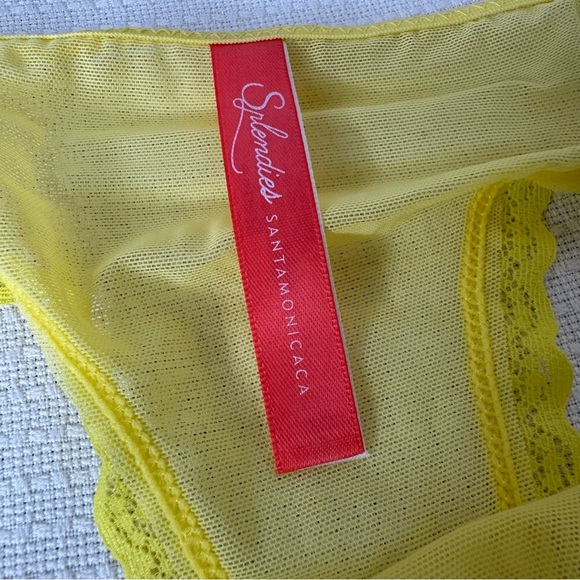 Splendies Yellow Lace Thong Panties Size 4X (See notes) NWT - Picture 6 of 9